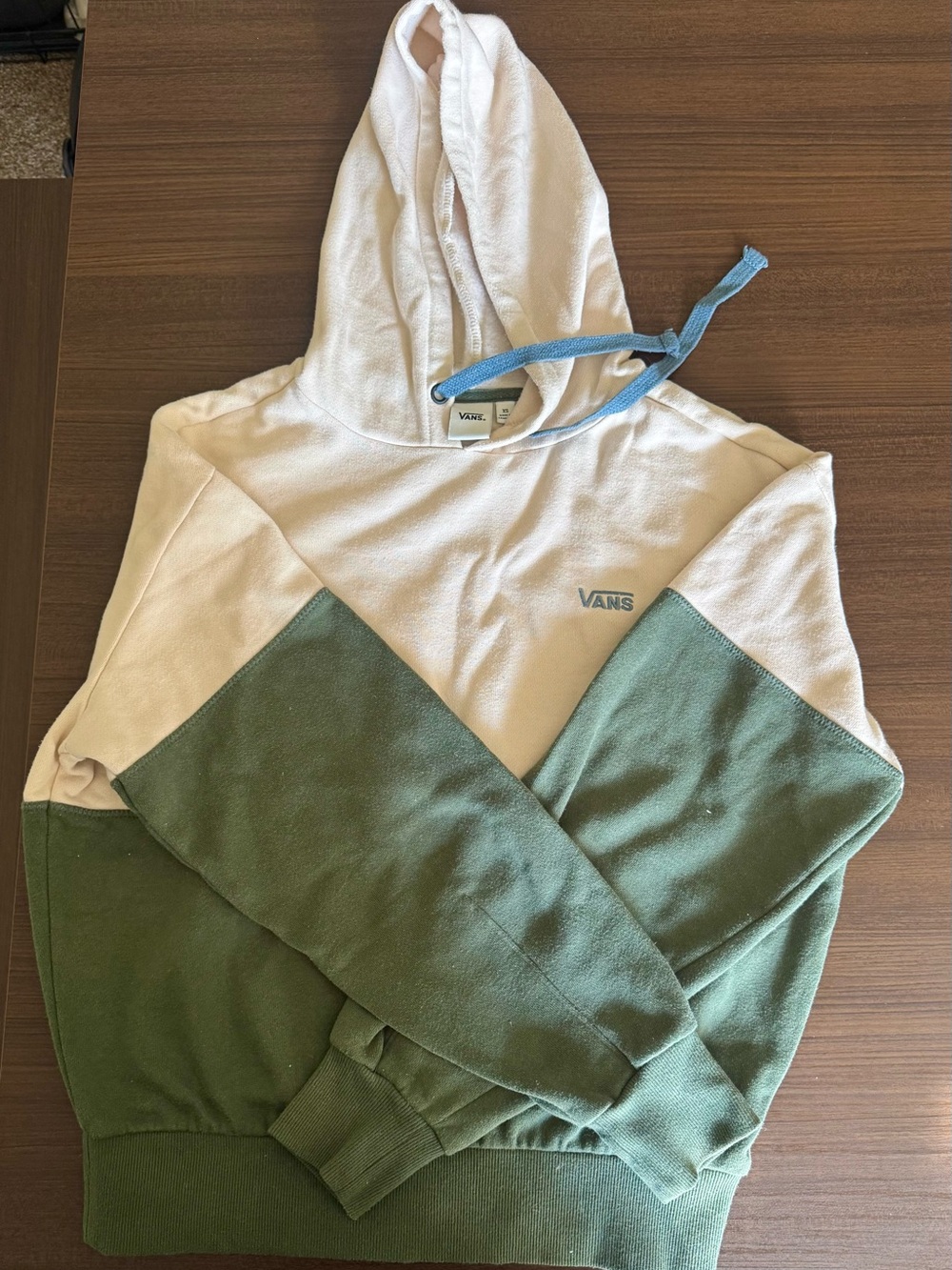 Vans Women’s Two-Tone Green and Cream Hoodie Sweater